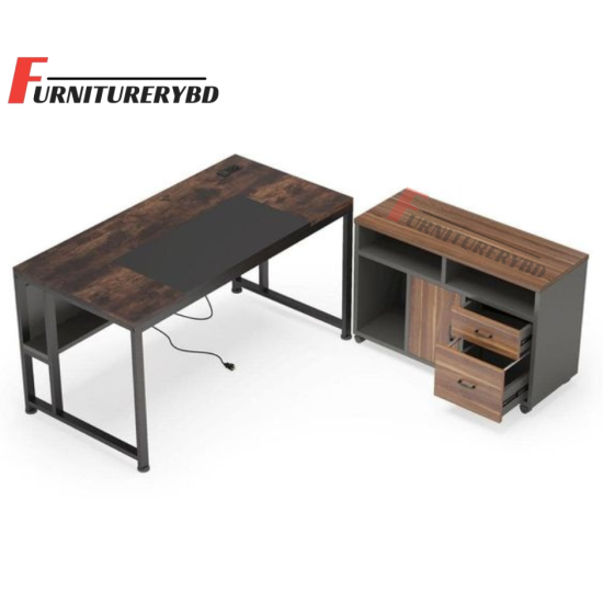 Sr. Executive Table with side rack  Model # TSET-0349